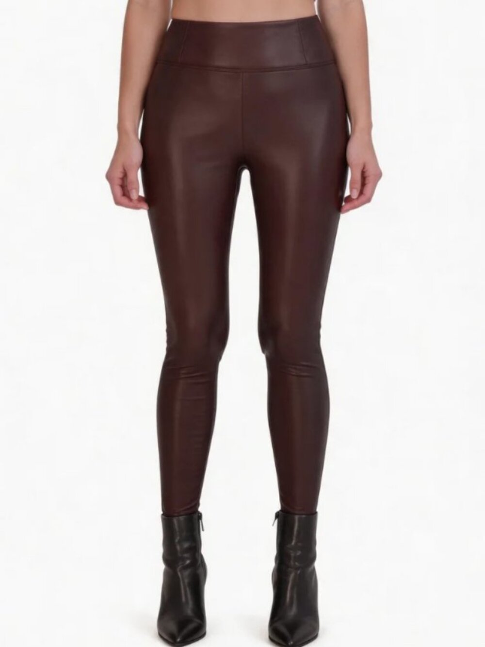Ookie & Lala Womens Faux Leather Leggings in Burgundy Size S